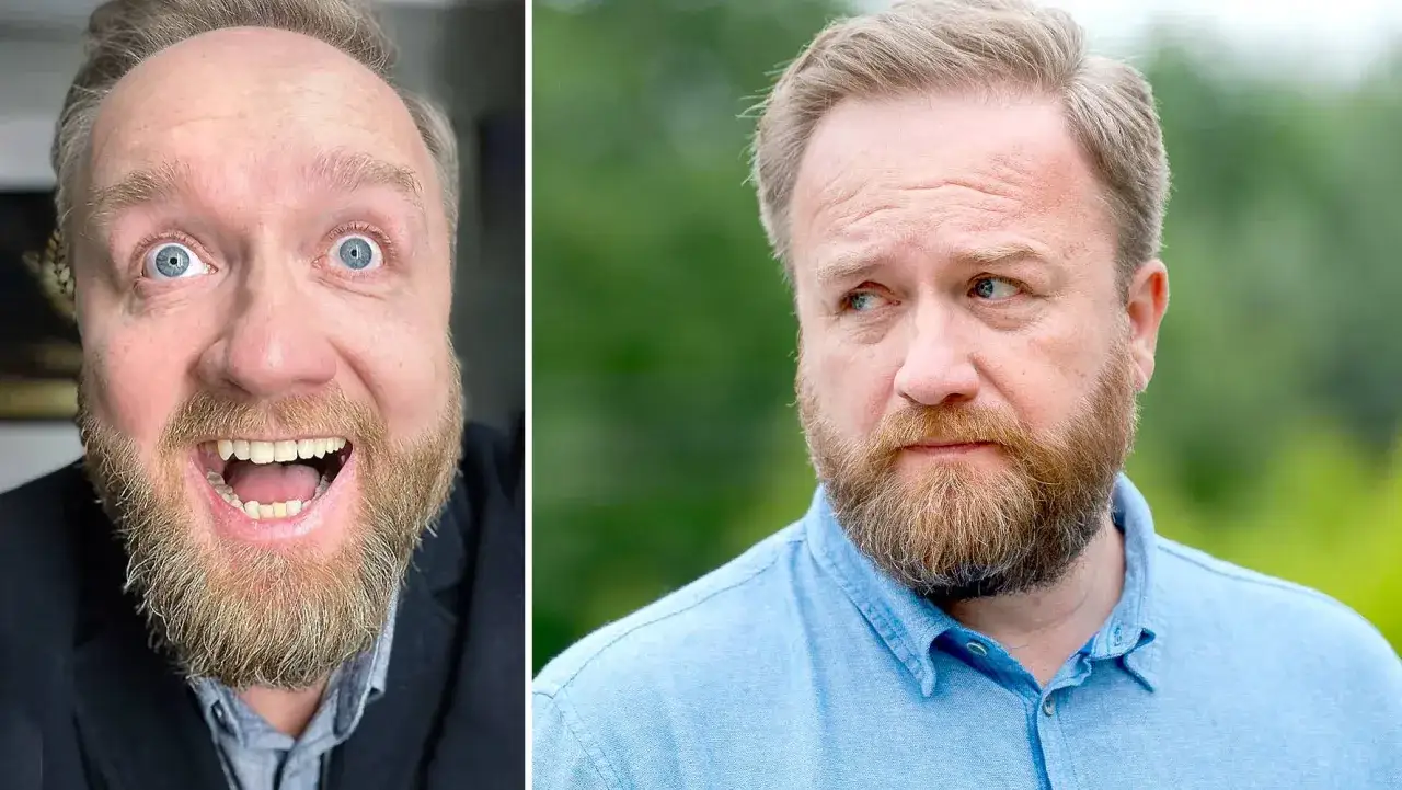 Bartłomiej Kasprzykowski w dwóch odsłonach: z szerokim uśmiechem i zamyślony. Jego filmy zawsze zaskakują.